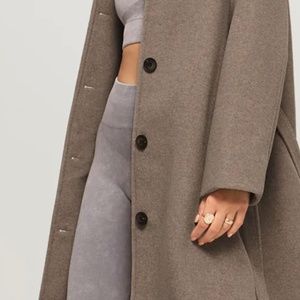 COMMENSE Brushed Wool Belted Long Overcoat (NWT)